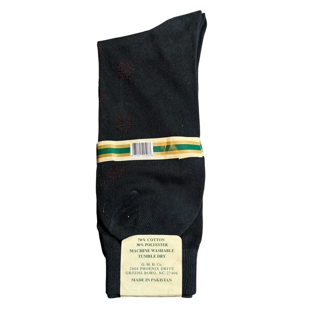 Gold‎ Medal Vintage Dress Socks Men 10-13 Black Cotton Classic New